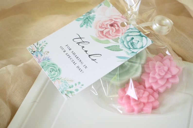Succulent Soap Gift Shea Butter Soap Succulent Wedding Favors Baby Shower Soap Favors Pink and Mint Baby Shower Soap Gift Bag
