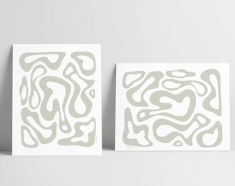 Minimalist Abstract Art Prints - Organic Shapes II Set of 3 - Instant Download Digital Illustrations for Modern Decor