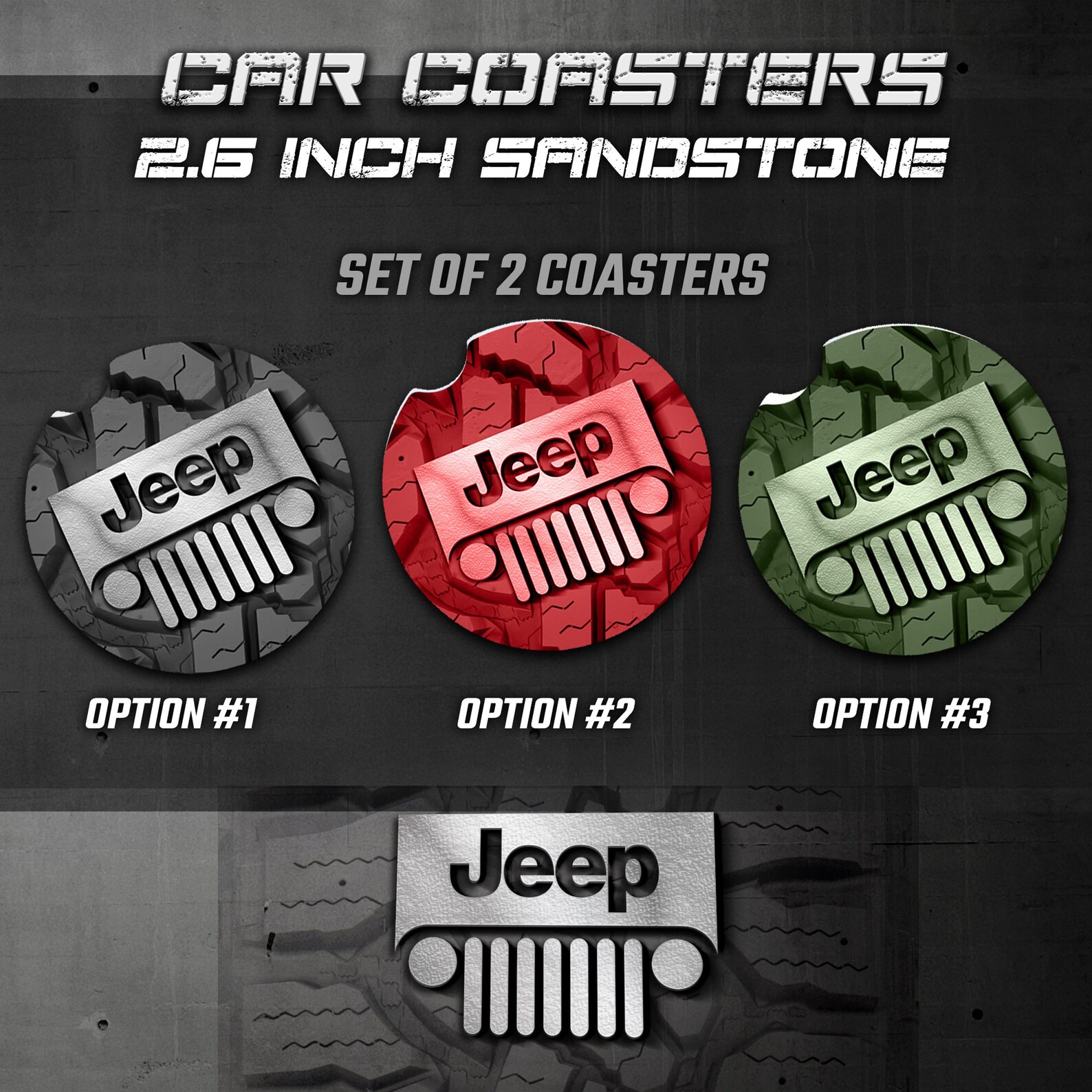 Jeep Car Coasters Wrangler Car Coasters Jeep Sandstone Car Etsy