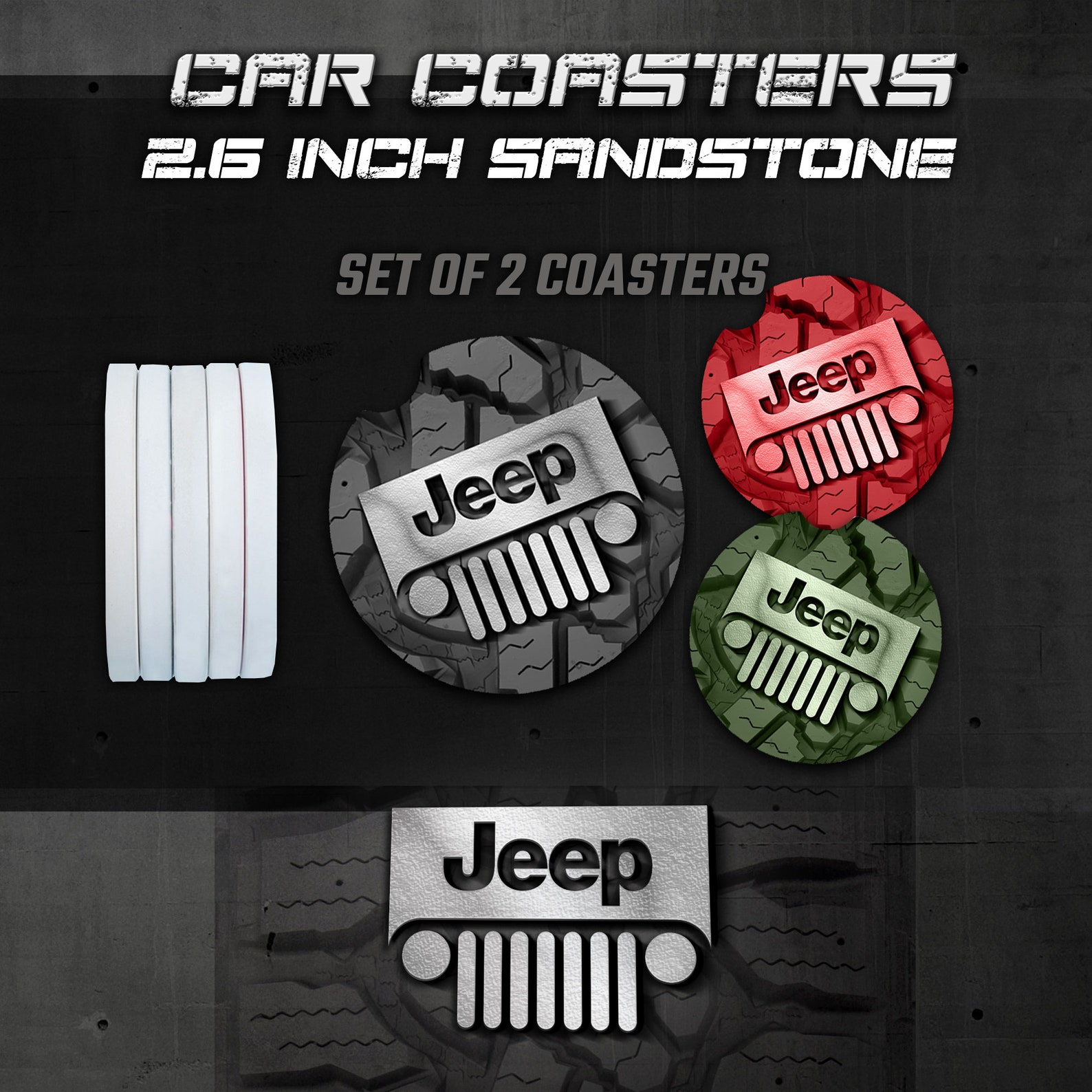 Jeep Car Coasters Wrangler Car Coasters Jeep Sandstone Car Etsy