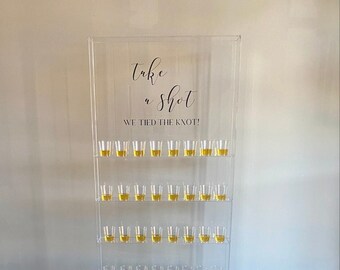 Acrylic Shot Wall With Stand - Holds up to 48 shot glasses - Drinking Theme - Shot Holder - Shot Display - Welcome Shot - Seating Chart Shot