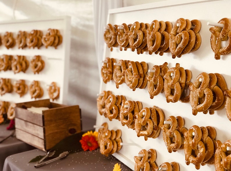 Pretzel Wall With Stand Holds 32 Pretzel Wall Wedding Pretzel Wall Display Pretzel Wall Stand Pretzel Wall Large image 1