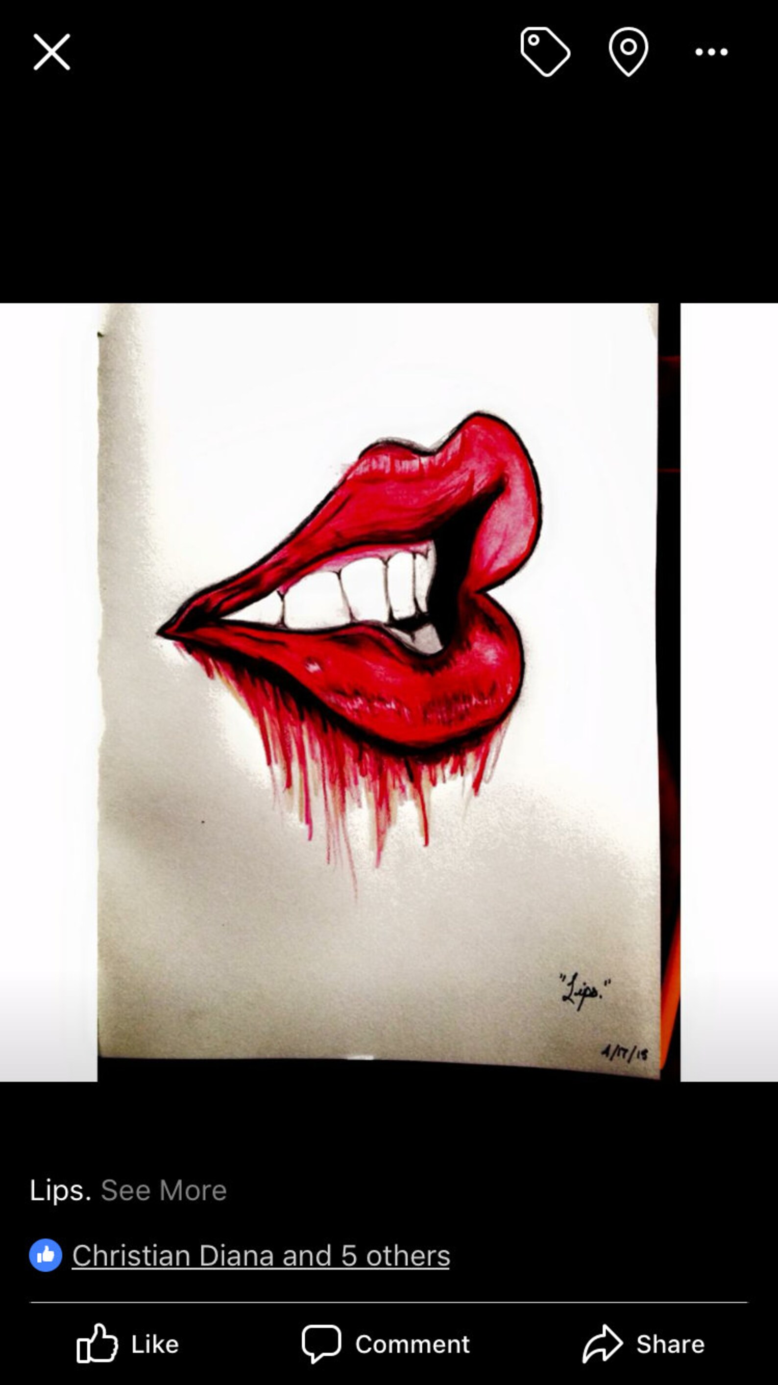 Bleeding Lips Drawing Printcopy by Daniellenicole Etsy