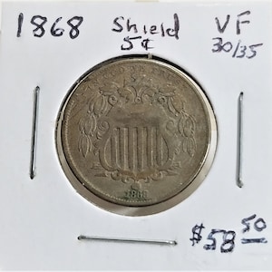 1868 Shield Five Cent     Coins  Collectibles    Vintage Money