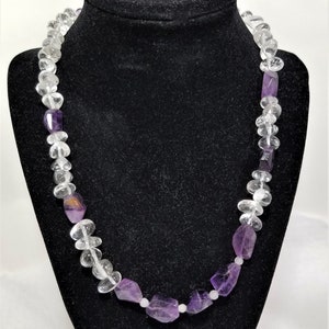 Amethyst and Quartz Necklace   Natural Stone Jewelry   Women's Jewelry