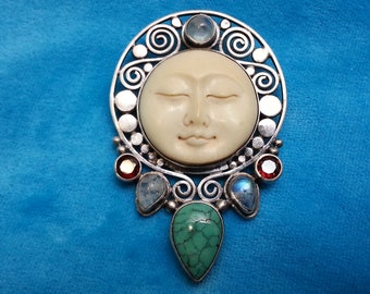 BUTW All Seeing Hand Eye Bovine bone pendant necklace 0967C