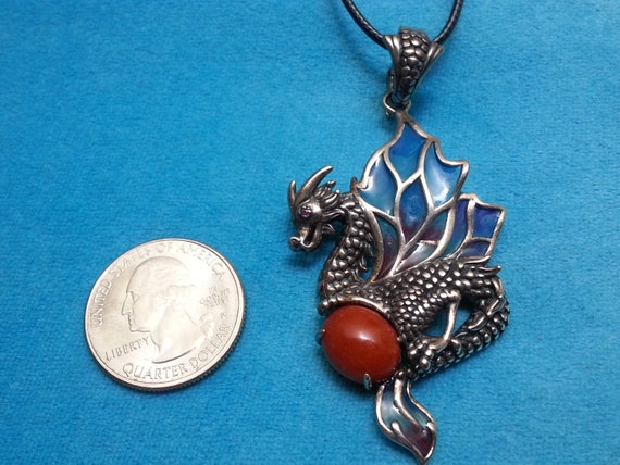 Fashion Women's Crystal Purple Enamel Dragon Pendant Long Chain Necklace