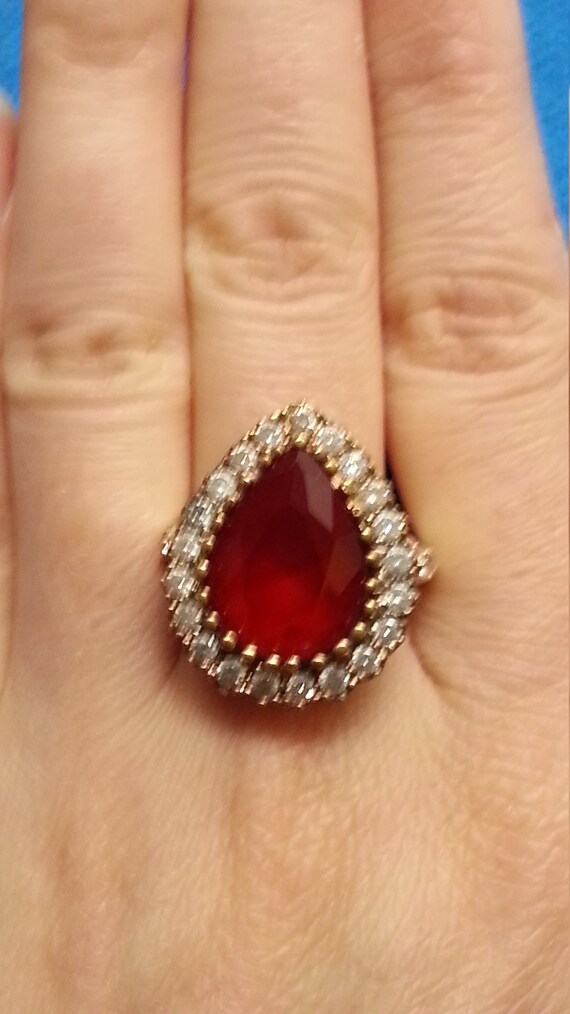 Large sterling silver ruby impressive Ottoman  br… - image 9