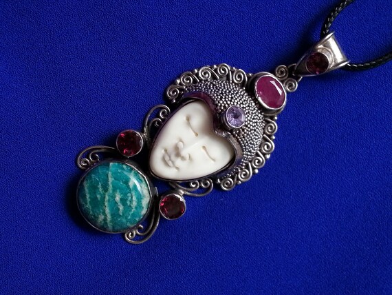 Beautiful sterling silver ruby amazonite garnet a… - image 7