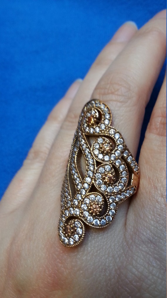 Impressive statement ring, sterling silver and br… - image 5