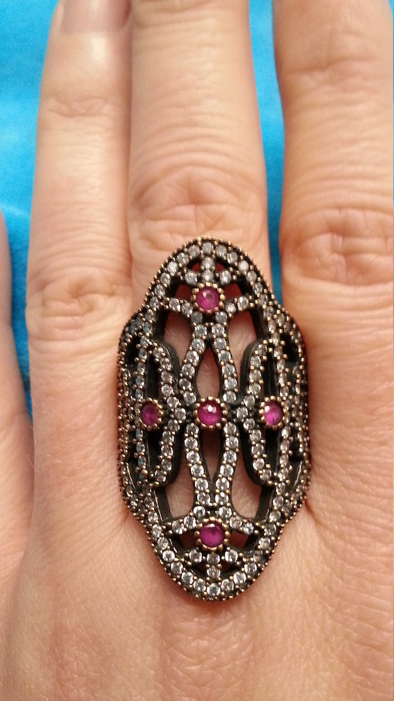 Impressive Ottoman ring, sterling silver and bron… - image 6