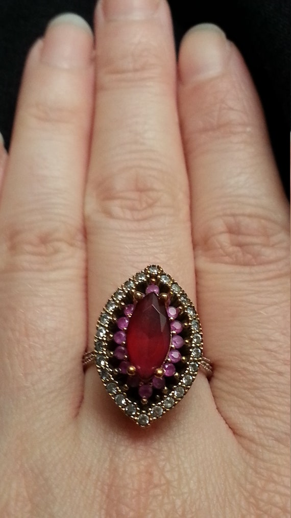 Charming sterling ruby ring, sparkling statement … - image 5