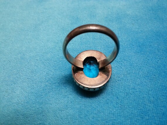 Lovely silver statement ring, blue topaz-like vib… - image 9