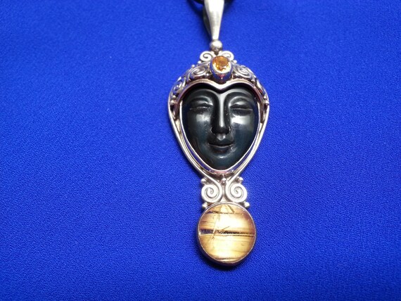 Elegant Sajen sterling silver pendant, hand-carve… - image 5