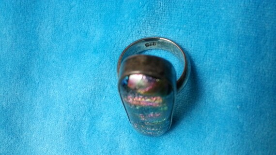 Beautiful sterling silver dichroic glass ring, ir… - image 9