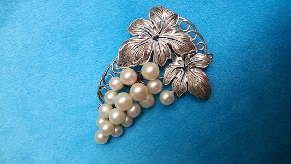 Marvelous large vintage silver grape brooch and p… - image 6