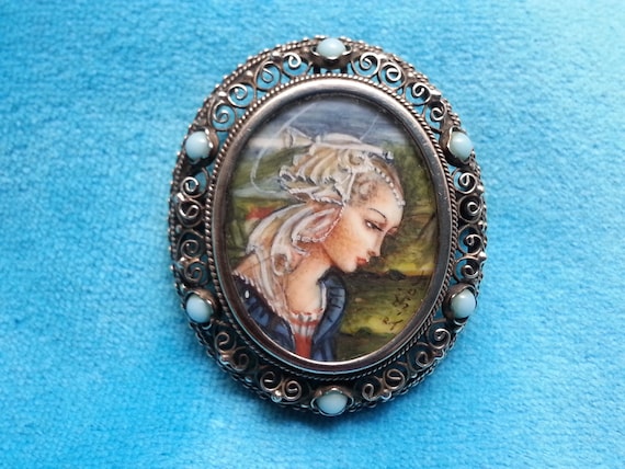 Wonderful vintage filigree brooch/pendant, 800 si… - image 1