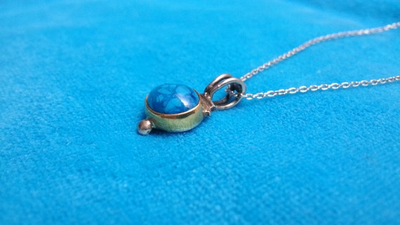 Sterling silver and 22k gold turquoise pendant, l… - image 3