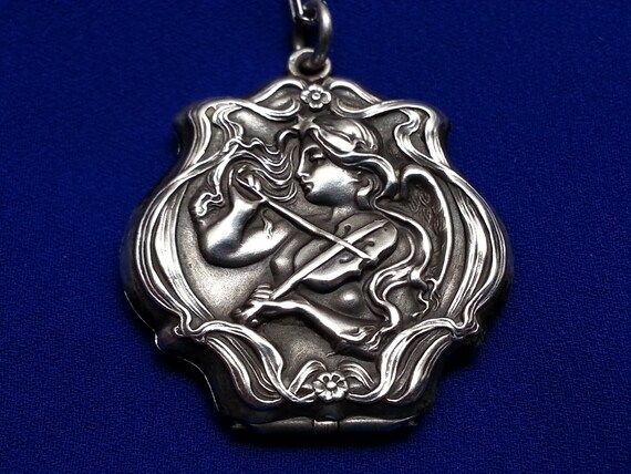 Ultra rare sterling silver antique Art Nouveau lo… - image 5