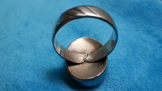 Bold sterling silver ring, iridescent dragon's br… - image 10