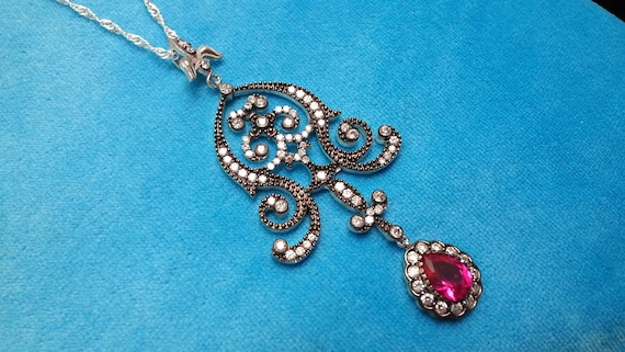 Marvelous sterling silver ruby Victorian/antique-… - image 5