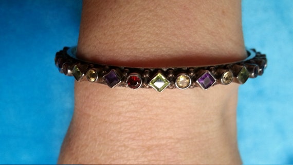 Elegant sterling stackable bangle bracelet, garne… - image 7