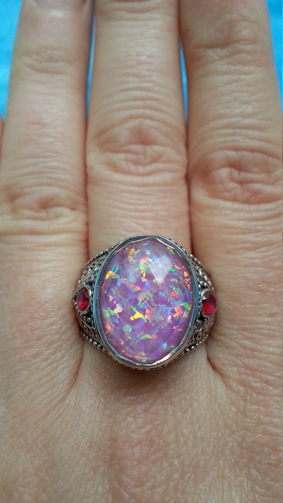 Spectacular sterling silver opal ring, Sajen styl… - image 4