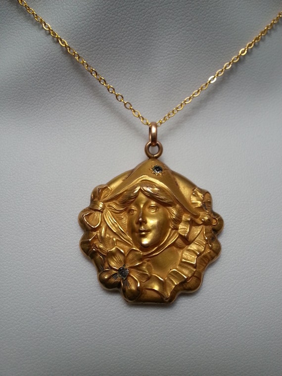 Charming large Edwardian/Art Nouveau gold-filed l… - image 6