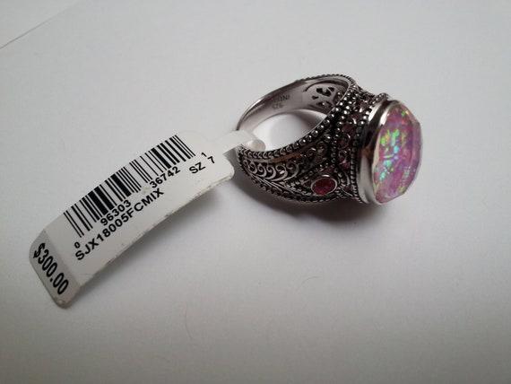 Spectacular Sterling Silver Opal Ring, Sajen Style, Opal+faceted