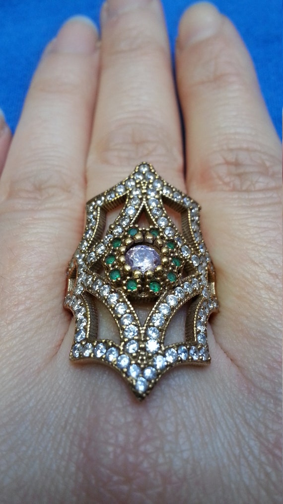 Impressive statement ring, sterling silver and br… - image 4