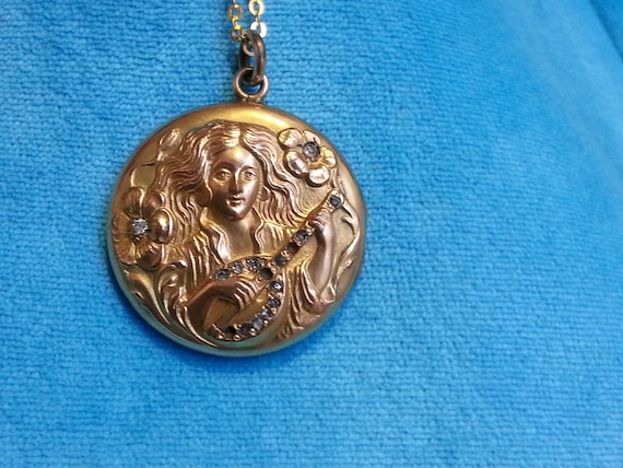 Majestic antique Edwardian/Art Nouveau gold-filed… - image 3