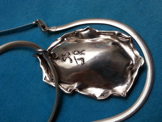 Unique sterling silver opal vintage signed pendan… - image 10
