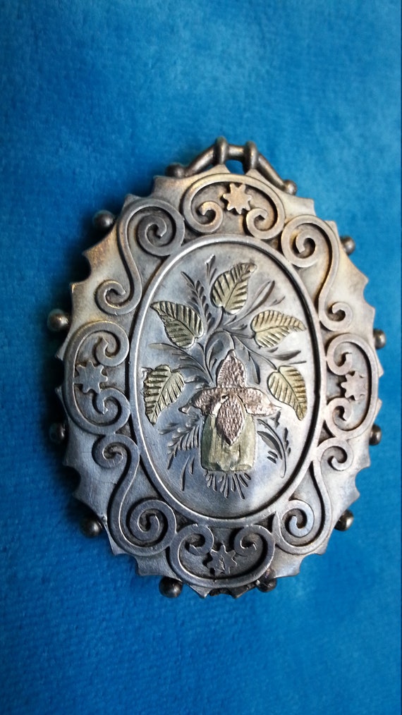 Beautiful Victorian silver gold brooch, aesthetic… - image 2