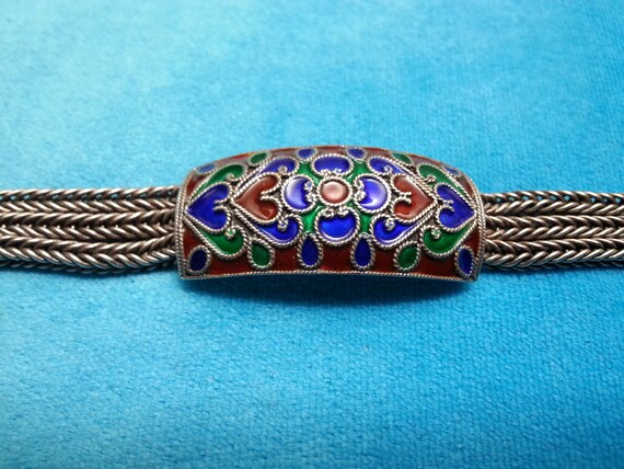 Beautiful sterling silver enamel vintage bracelet… - image 6