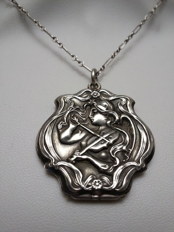 Ultra rare sterling silver antique Art Nouveau lo… - image 6