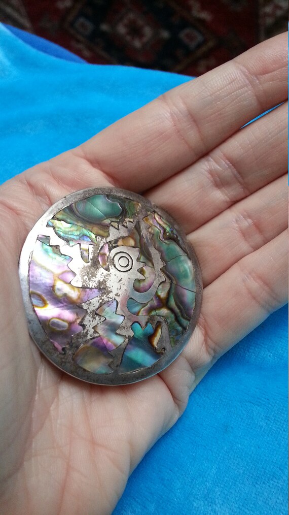 Beautiful silver abalone brooch pendant, made in … - image 5