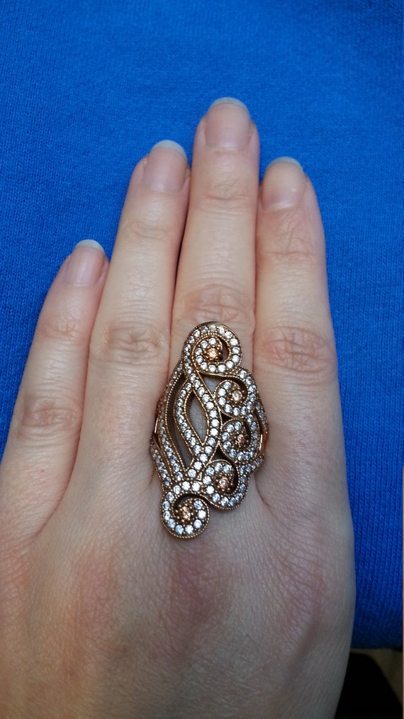 Impressive statement ring, sterling silver and br… - image 7