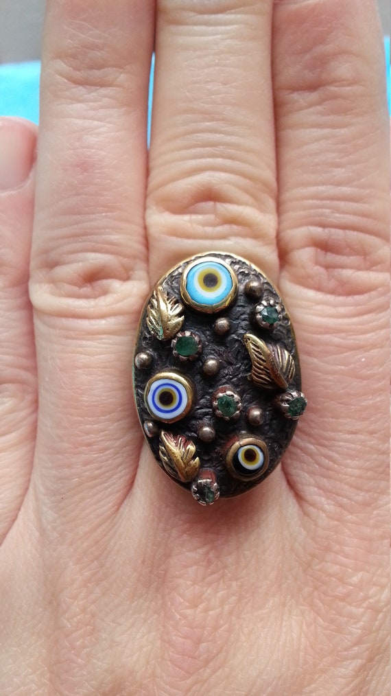 Unique striking Ottoman statement boho ring, sterl