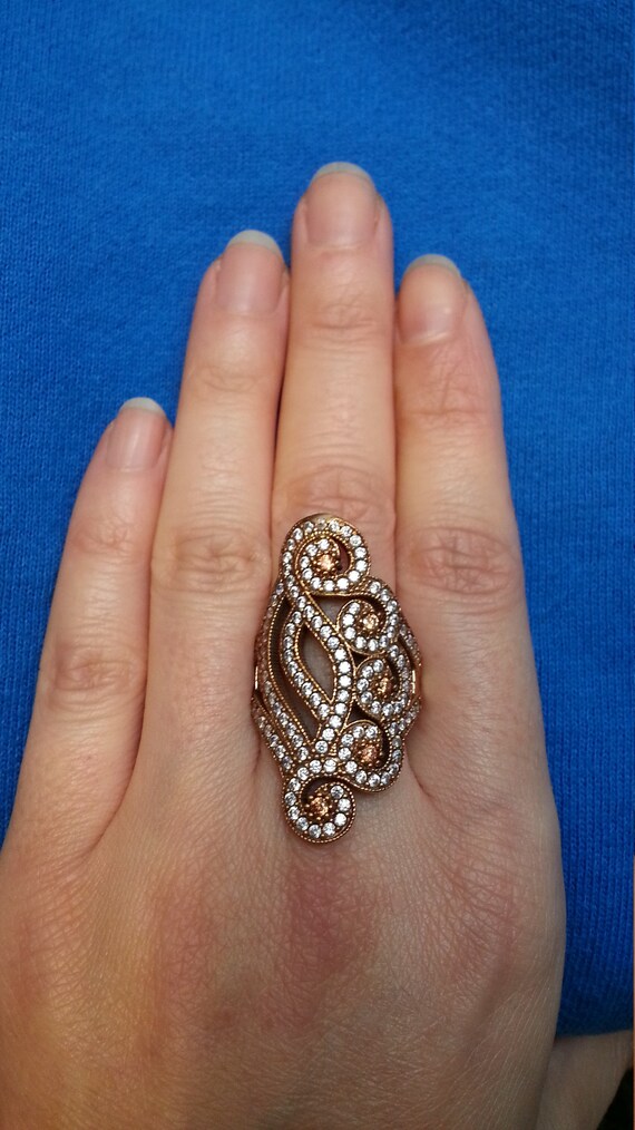 Impressive statement ring, sterling silver and br… - image 8