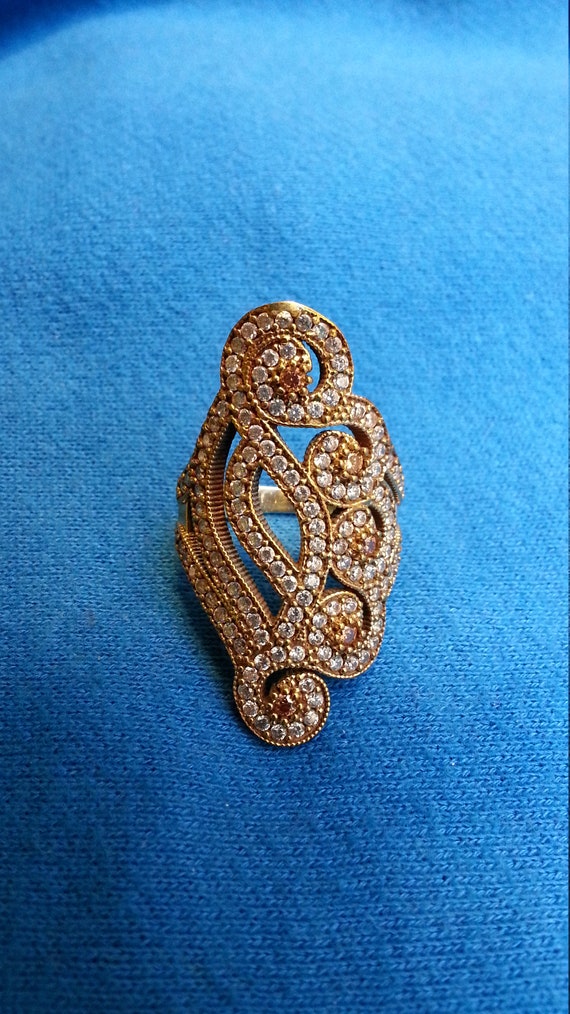 Impressive statement ring, sterling silver and br… - image 6