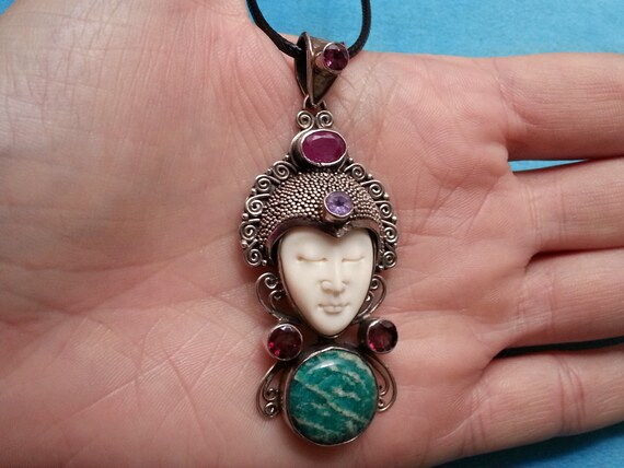 Beautiful sterling silver ruby amazonite garnet a… - image 3