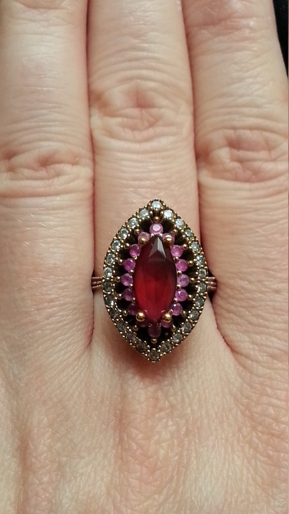 Charming sterling ruby ring, sparkling statement … - image 1