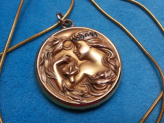Splendid Edwardian/Art Nouveau gold-filed locket,… - image 4