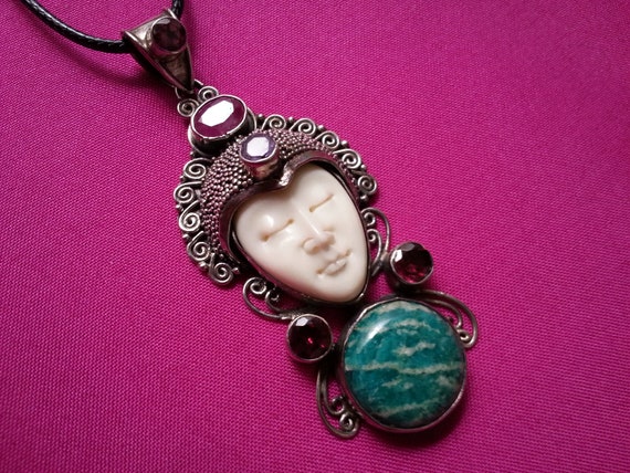 Beautiful sterling silver ruby amazonite garnet a… - image 6