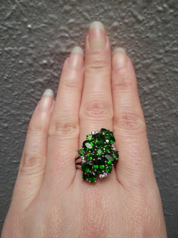 Beautiful sterling silver chrome diopside and whi… - image 1
