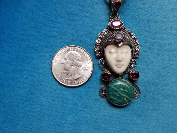 Beautiful sterling silver ruby amazonite garnet a… - image 2