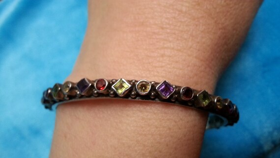 Elegant sterling stackable bangle bracelet, garne… - image 2