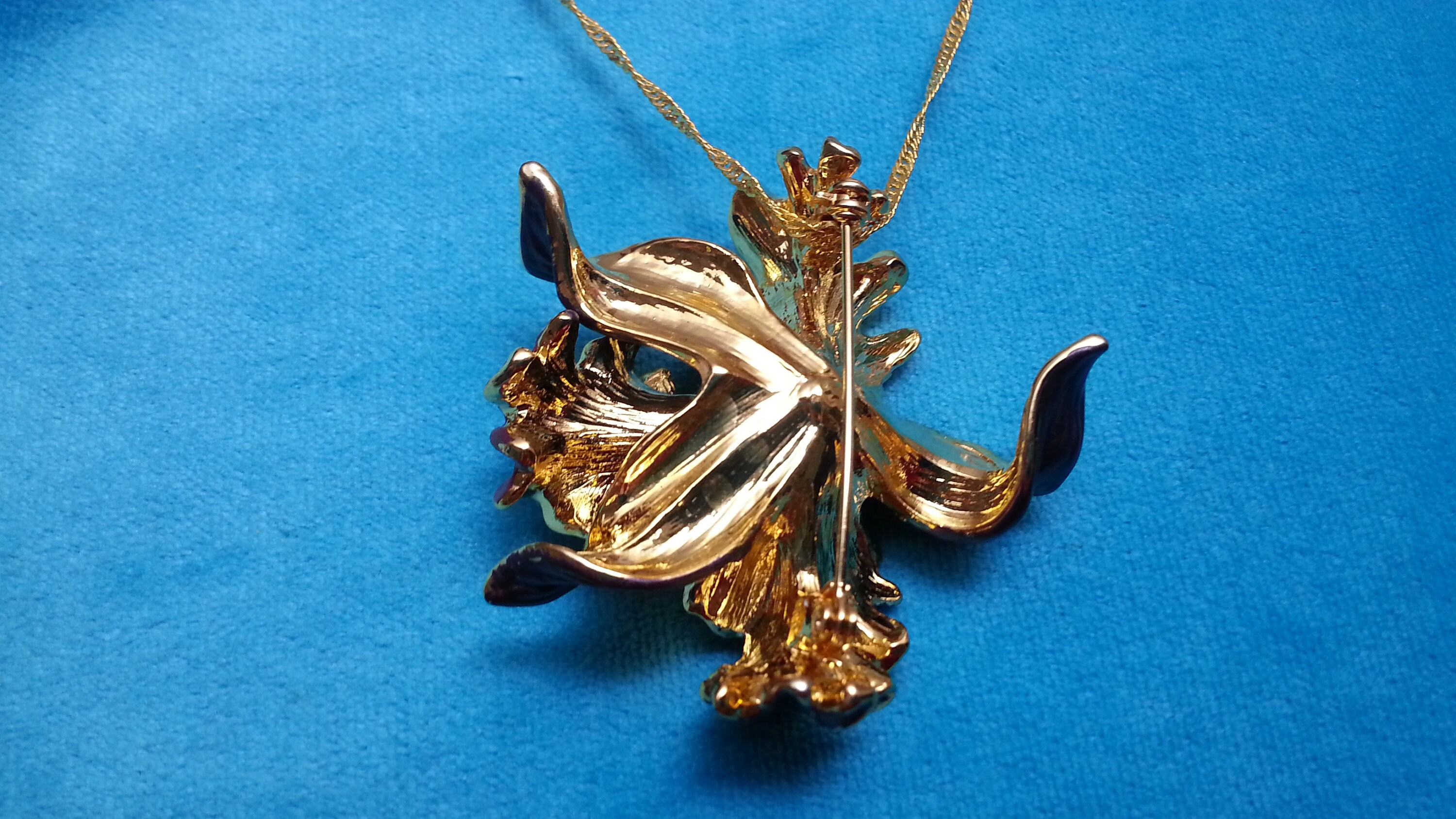 Spectacular vintage orchid flower brooch and pendant Etsy