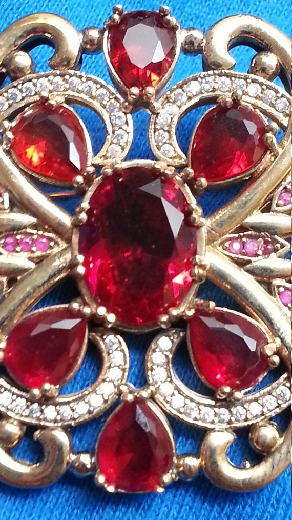 Large sterling silver ruby impressive Ottoman  br… - image 4