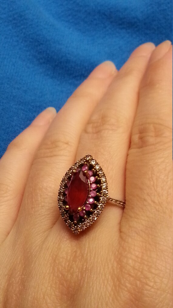 Charming sterling ruby ring, sparkling statement … - image 4